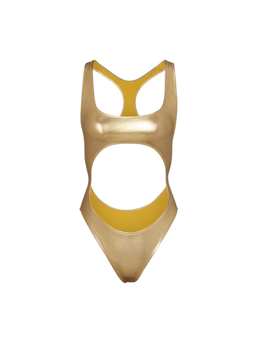 SKIMS Gold Metallic Racerback Bikini Top
